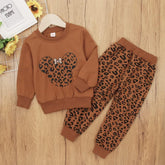 Toddler Baby Girl Leopard Fall Clothes Long Sleeve Pullover Crew Neck Top Sweatshirt Pants Casual Winter Outfits